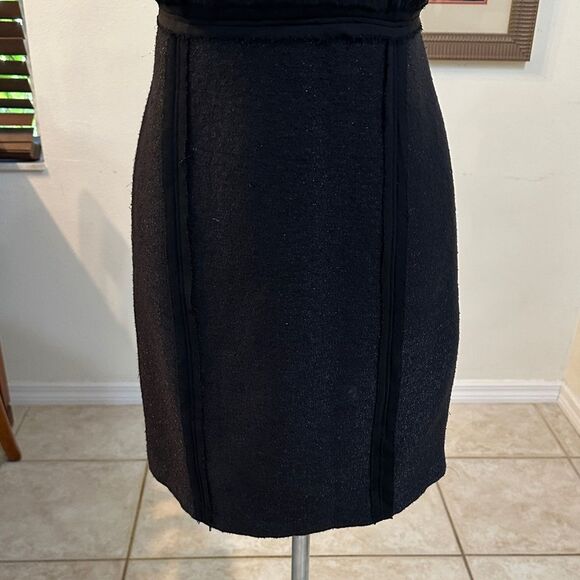 Michael Kors Black Tweed Fringe Shimmer Sleeveless Dress Size 6 - Picture 6 of 11